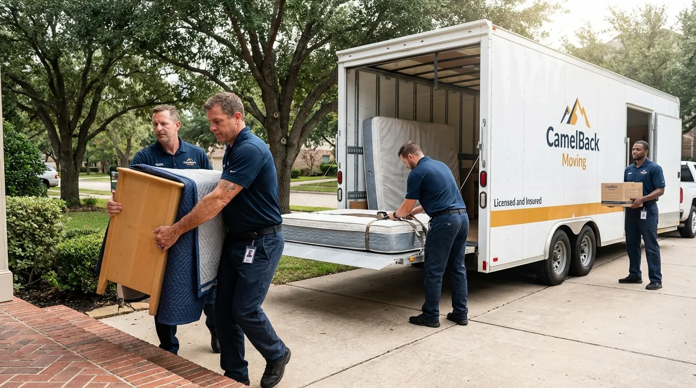Crew loading residential truck for cross-state move from East Hampton, NY
