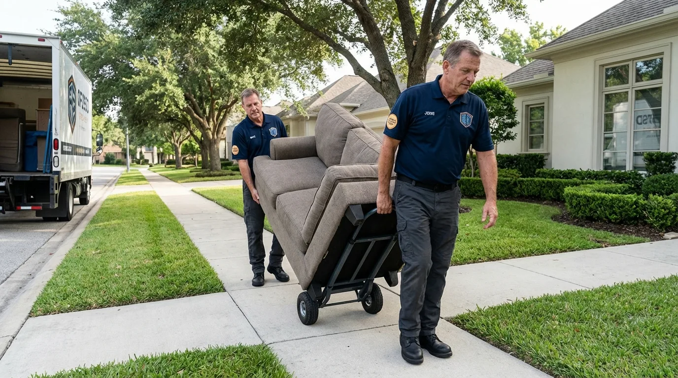 Local residential moving crew loading furniture in East Hampton, NY